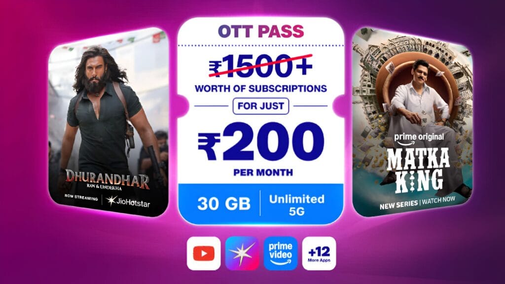 jio ott pass 200 rupees all 15 apps list india 2026